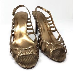 Nine West Sandals Heel Slingback Metallic Gold